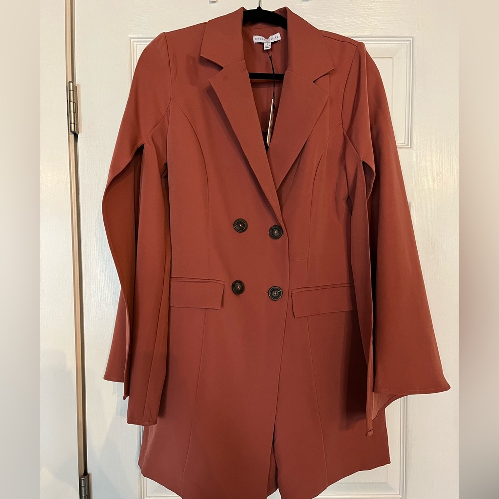 Sincerely Jules Rust Double-Breasted Blazer Jacket Romper